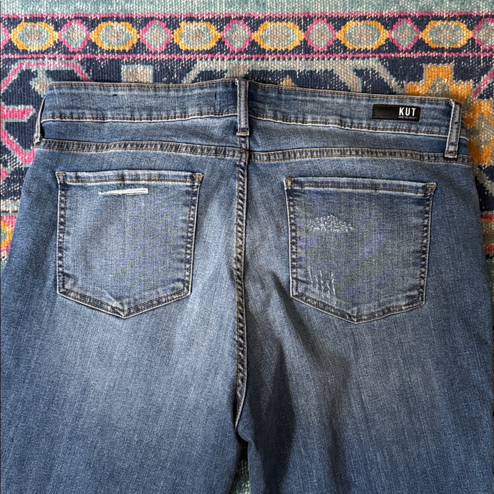 Kut from the Kloth Distressed Blue Boyfriend Jeans - Picture 6 of 6